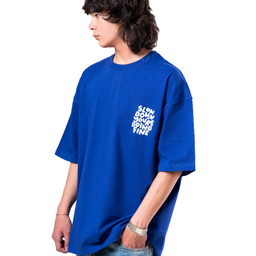 تیشرت زیگ مدل Slow down رنگ آبی کاربنی