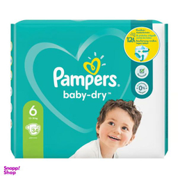 پوشک پمپرز مدل Baby Dry سایز 6 بسته 34 عددی