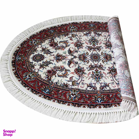 فرش ماشینی مدل بیضی طرح صبا رنگ کرم
