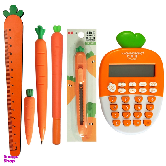 بسته لوازم تحریر طرح هویج تپلی مدل CALC. ORA مجموعه 6 عددی