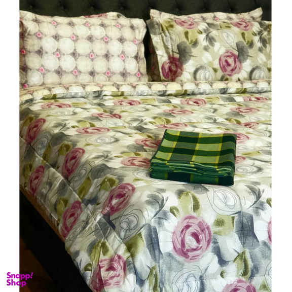 ست سه تکه لحاف یک نفره ساتن نخ رزین تاژ ملرز مدل Juanna