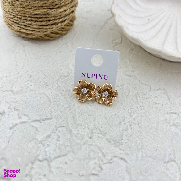 گوشواره زنانه ژوپینگ مدل گل جواهری کد E6029