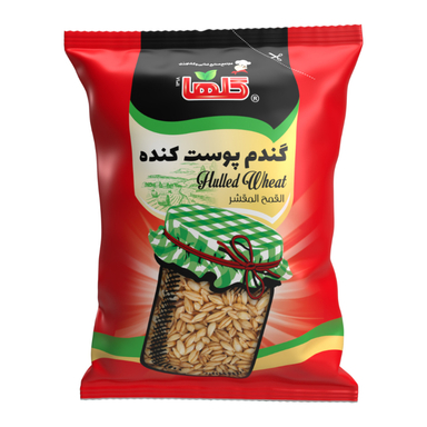 گندم پوست کنده گلها وزن 900 گرم بسته بندی سلفونی