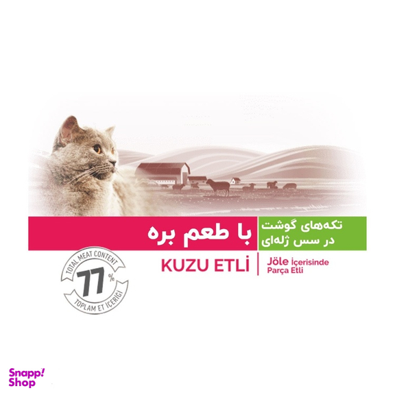 پوچ گربه بوناسیبو طعم بره وزن 85 گرم
