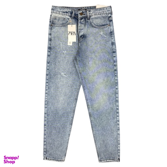 شلوار مام فیت مردانه طرح ZARA کد 1633 رنگ آبی روشن