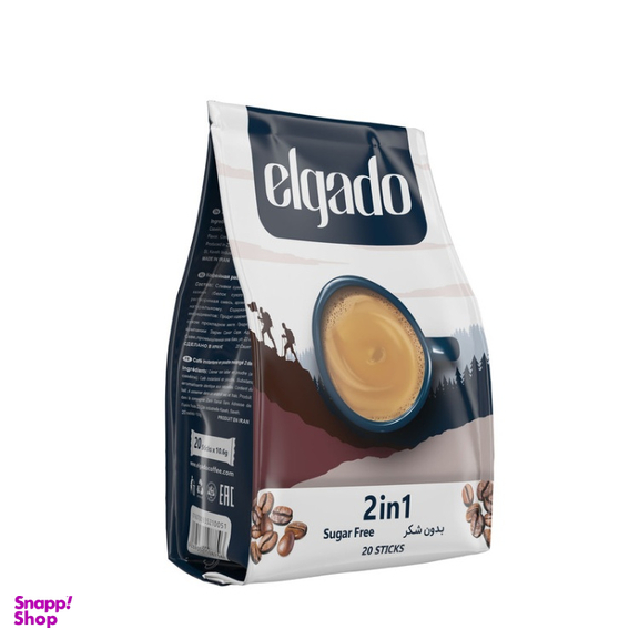 قهوه فوری بدون قند 2×1 الگادو وزن 10.6 گرم بسته 20 عددی