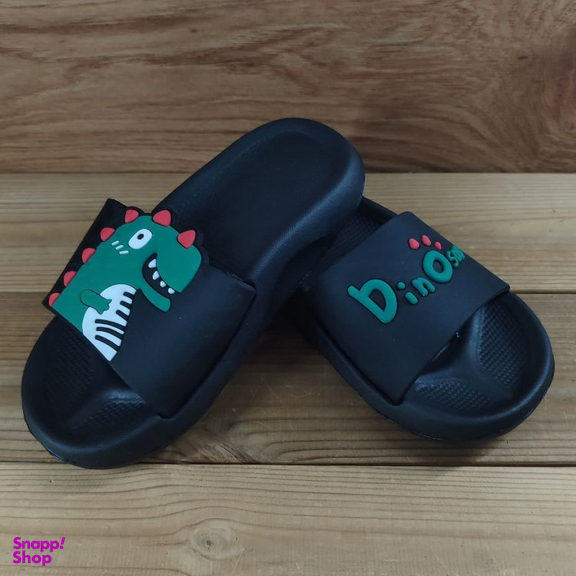 دمپایی بچگانه زیتون مدل داینو تا به تا کد 131410 رنگ مشکی