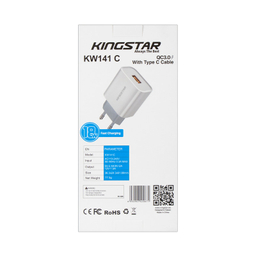 شارژر دیواری 18 وات کینگ استار مدل KW141C به همراه کابل USB-C