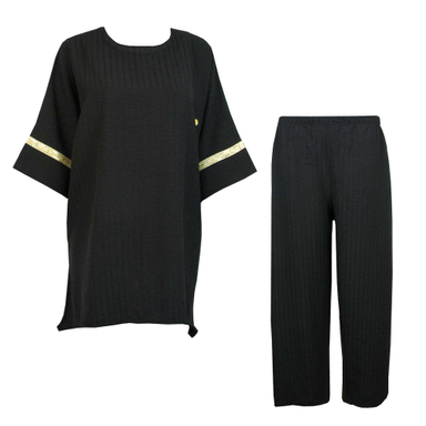 ست تونیک و شلوار شانتون کد 502 رنگ مشکی