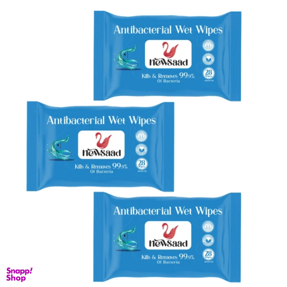 دستمال مرطوب نیوساد مدل آنتی باکتریال 3 بسته 28 عددی