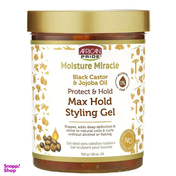 ژل مو آفریکن پراید مدل Black Castor & Jojoba Oil مناسب موهای فر و مجعد حجم 510 میلی لیتر