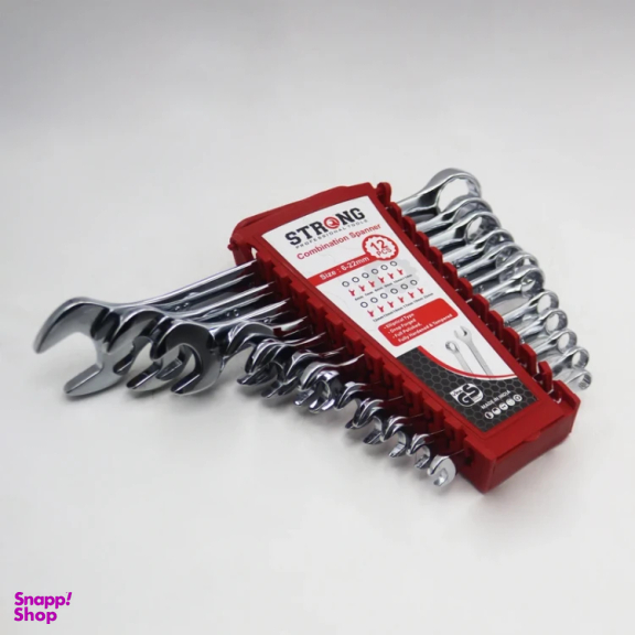 آچار یکسر تخت و یکسر رینگی استرانگ مدل YP-IND-6/22MM مجموعه 12 عددی