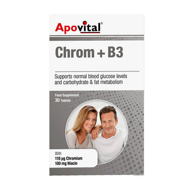 کپسول کروم ب3 آپوویتال بسته 30 عددی