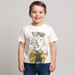 تیشرت آستین کوتاه پسرانه فیورلا مدل ببر 45049