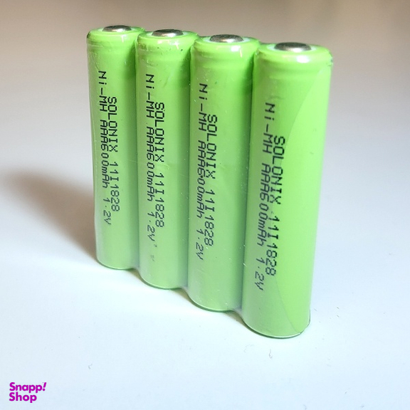 باتری نیم قلمی قابل شارژ سولونیکس مدل Ni-MH 600mAh سر تخت بسته 4 عددی