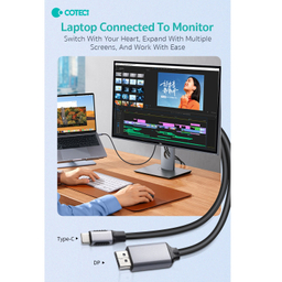 کابل تبدیل Type-C به DisplayPort کوتتسی مدل OF-014 طول 1.8 متر