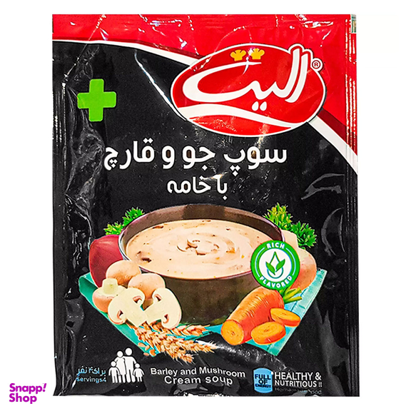 سوپ جو و قارچ با خامه الیت وزن ۶۵ گرم