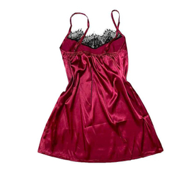 لباس خواب ساتن زنانه لوکا کد 105 رنگ زرشکی