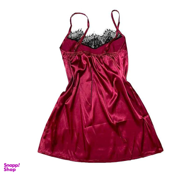 لباس خواب ساتن زنانه لوکا کد 105 رنگ زرشکی