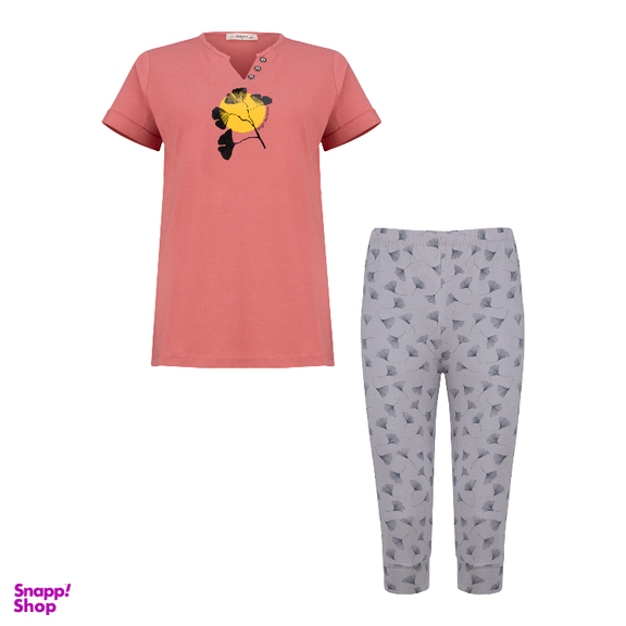 ست تیشرت و شلوارک راحتی زنانه کد 1030 رنگ صورتی