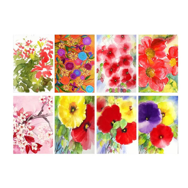 کارت پستال طرح گل بهار مجموعه 8 عددی