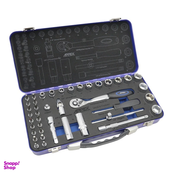 آچار بکس اپکس مدل SMT-3/8 INCH-APX1542--TAIWAN-SOCKET TOOLS SET مجموعه 42 عددی