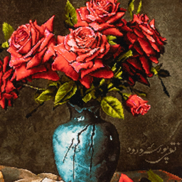 تابلو فرش دستباف سی پرشیا مدل گل رز با گلدان کد 903728