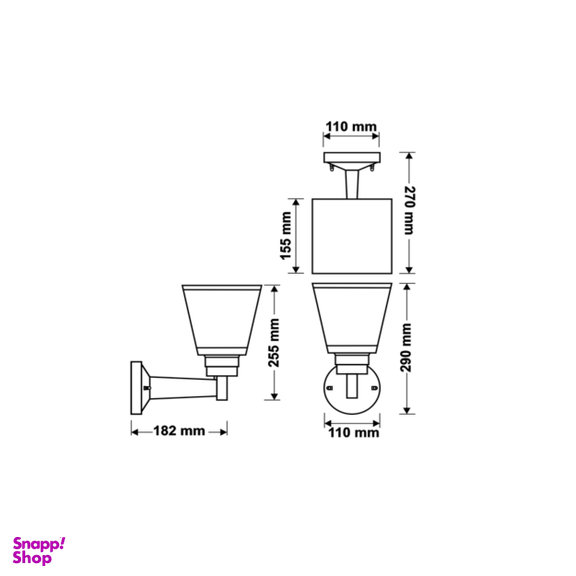 چراغ دیواری حیاطی مدل مکعبی FEC کد IP54 4611SQ