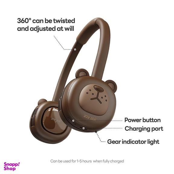 پنکه گردنی زوی زویی مدل Bear کد F18 ظرفیت 1800 میلی آمپر ساعت