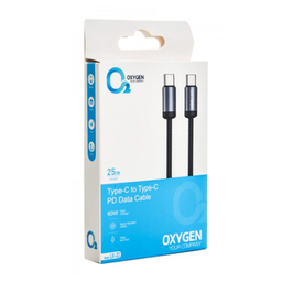 کابل شارژ 60 وات Type-C به Type-C اکسیژن مدل LX-22 طول 25 سانتی‌ متر