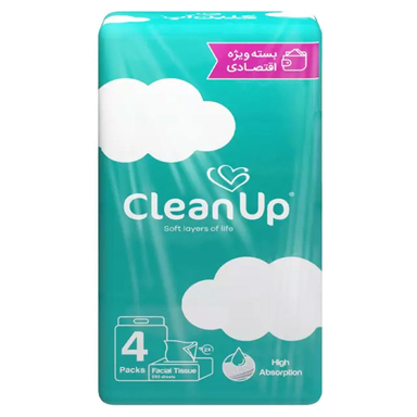 دستمال اقتصادی 250 برگ کلین آپ طرح ابر بسته 4 عددی