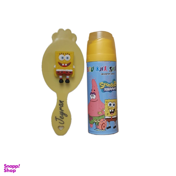 اسپری کودک بوخشا مدل باب اسفنجی حجم 200 میلی لیتر به همراه برس