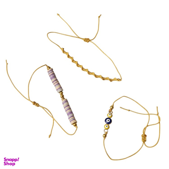 دستبند دخترانه طرح H&M کد 163 بسته 3 عددی