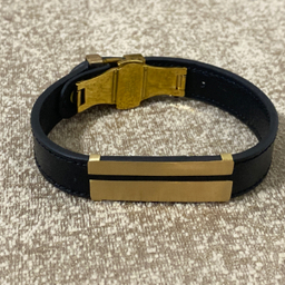 دستبند چرم و طلا 18 عیار مردانه کد 4267