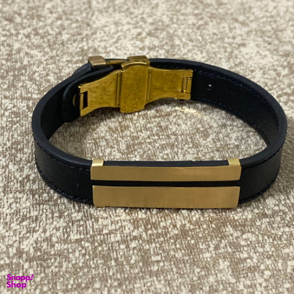 دستبند چرم و طلا 18 عیار مردانه کد 4267