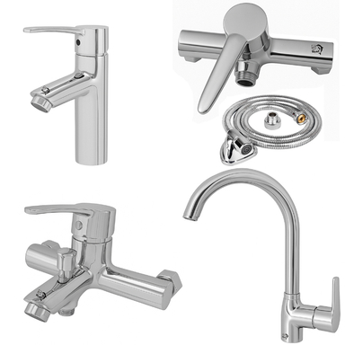 ست شیرآلات اهرمی اندیکا مدل نرگس مجموعه 5 عددی