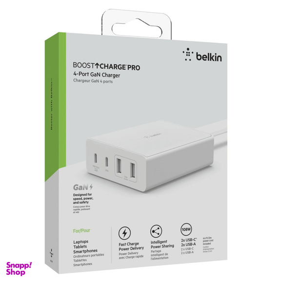 شارژر رومیزی 108 وات بلکین مدل WCH010vfWH PD/GaN