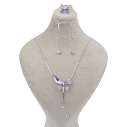 نیم ست زنانه وای اس ایکس با سنگ سواروسکی طرح پروانه کد swar50