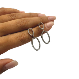 گوشواره نقره زنانه مدل بیضی کد 136677