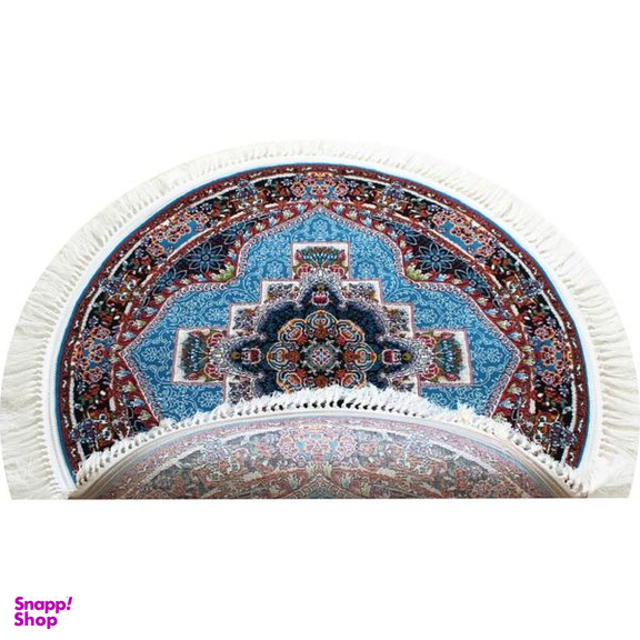 فرش ماشینی مدل گرد طرح ناردون زمینه آبی