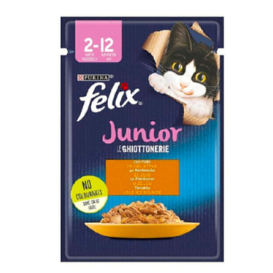 پوچ بچه گربه فلیکس مدل Junior With Chicken وزن 85 گرم