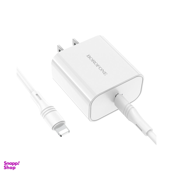 شارژر دیواری گوشی موبایل بروفون مدل BA57 به همراه کابل Type-C به Lightning