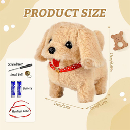 عروسک ناب سل مدل سگ پولیشی قلاده دار موزیکال سایز 15 سانتی متر