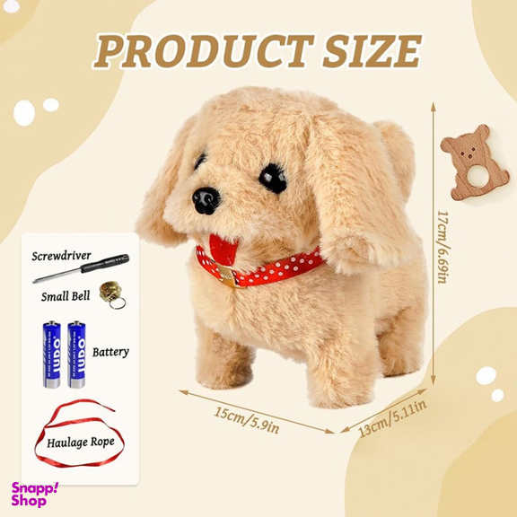 عروسک ناب سل مدل سگ پولیشی قلاده دار موزیکال سایز 15 سانتی متر