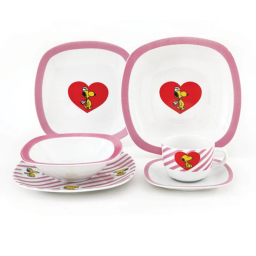 سرویس غذا خوری 5 پارچه کودک چینی زرین ایران سری کواترو مدل اسنوپی درجه عالی