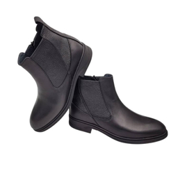نیم بوت طبی مردانه چرم ریباری مدل Z11 رنگ مشکی