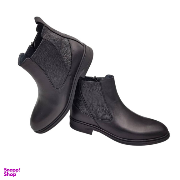 نیم بوت طبی مردانه چرم ریباری مدل Z11 رنگ مشکی