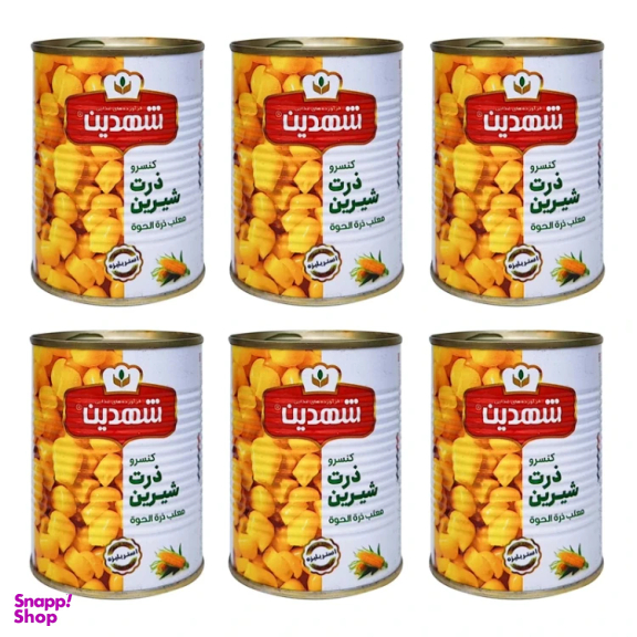 کنسرو ذرت شیرین شهدین وزن 370 گرم بسته 6 عددی