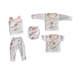 ست 5 تکه لباس نوزادی مدل پارسا تریکو کد 04