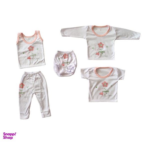 ست 5 تکه لباس نوزادی مدل پارسا تریکو کد 04